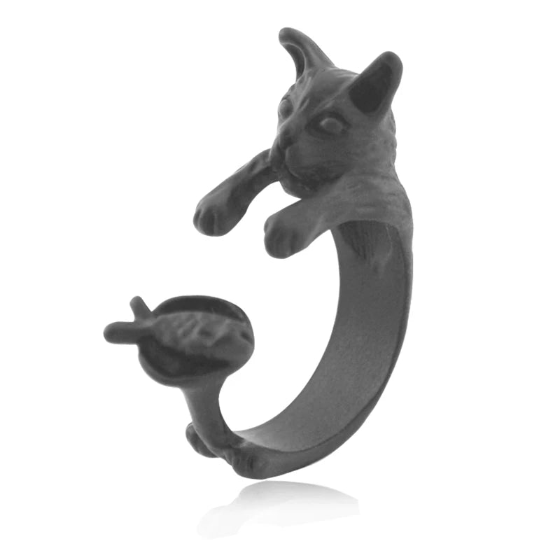Retro Boho Animal Anel Cat Ring Men Punk Brass Knuckle Anillos Couple Rings For Women Girls Jewelry Pet Lover Gift Bijoux Femme