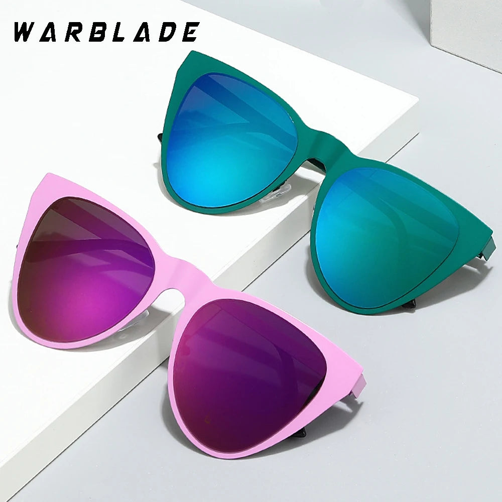 Vintage Oversized Triangle Cat Eye Women Metal Frame Sunglasses Fashion Mirror Shades UV400 Men Outdoor Sports Driving Glasses