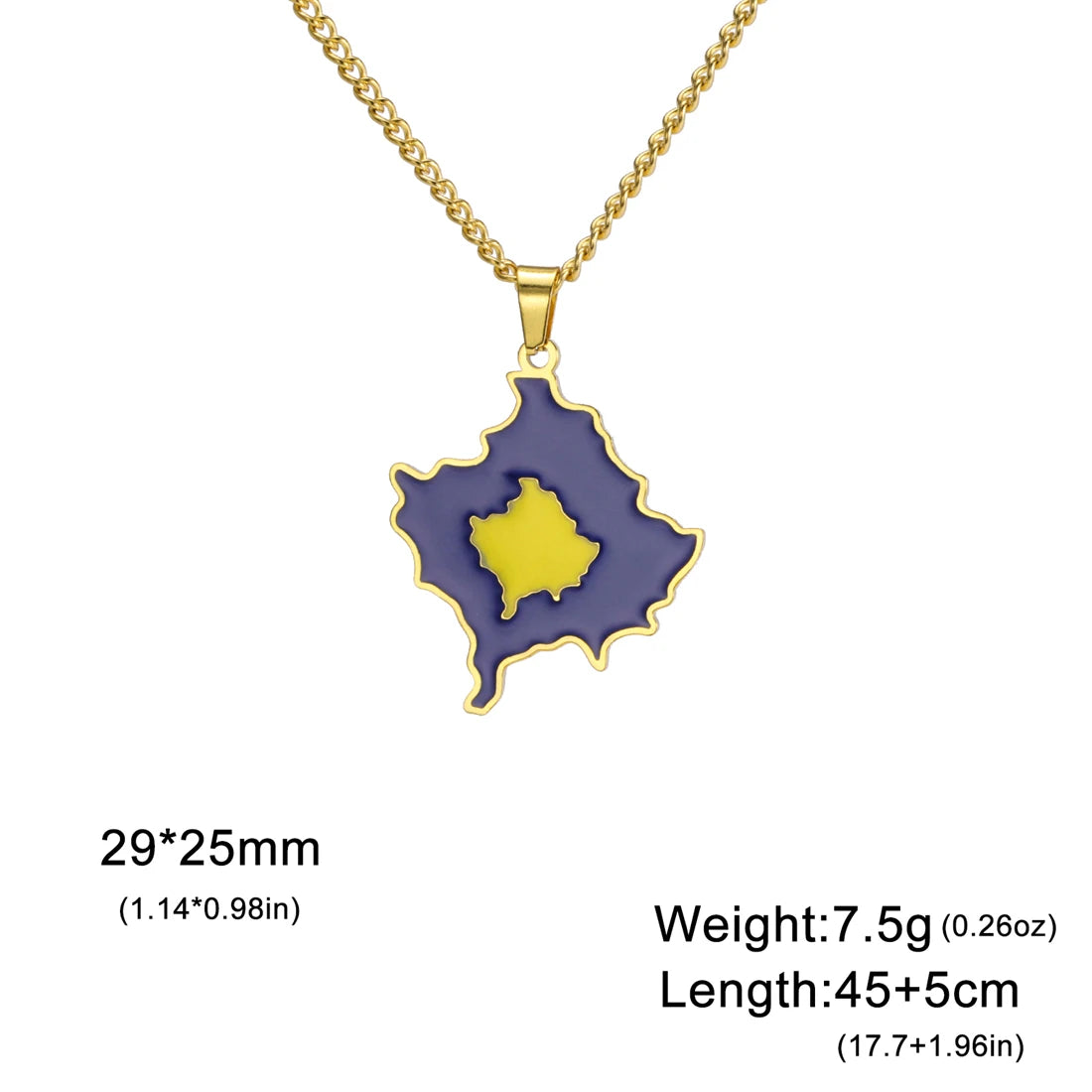 EUEAVAN European Country Map Necklace Stainless Steel Drip Oil Poland France Portugal Romania Ukraine Italy Germany Flag Jewelry