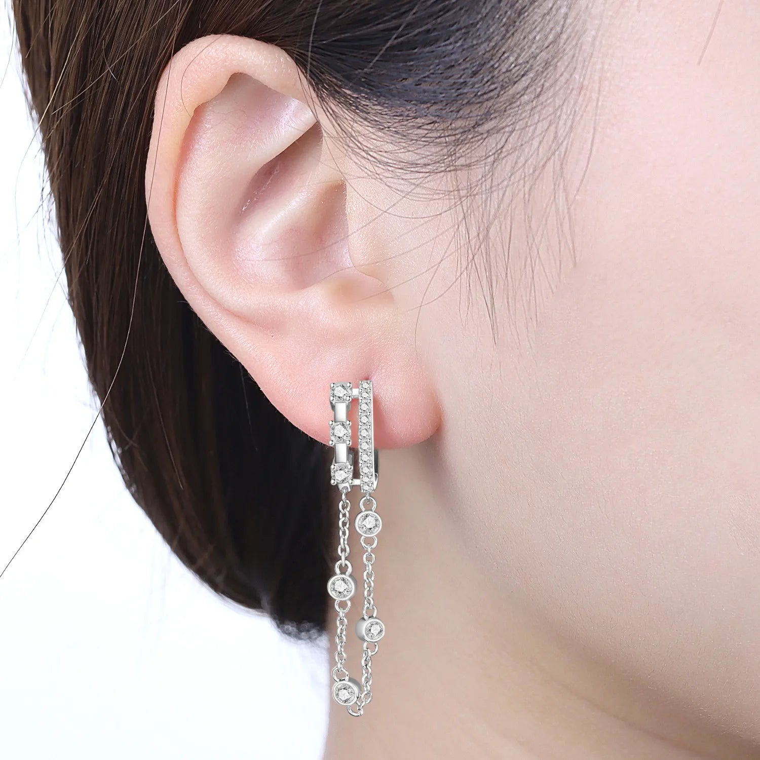 PANPOKI 925 Sterling Silver Simple Double-layer Tassel Drop Earrings Women Earrings Charm Versatile Party Jewelry Trendy Gifts