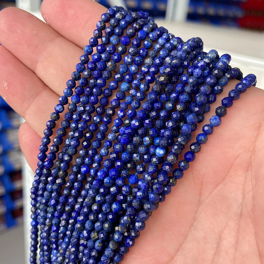 2025 New 2mm 3mm Natural Stone Beads Blue Quartzs Crystal Turquois Aquamarines Beads For Beadwork DIY Bracelet Accessories 38CM