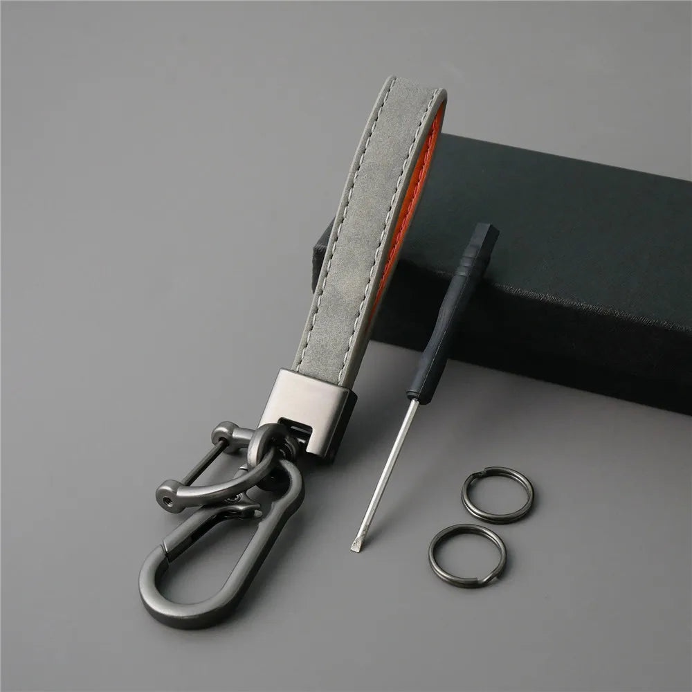 MKENDN Fashion Solid Color Flip Fur Keychain Lanyard Business Gift Key Chain Men Women Car Key Strap Waist Wallet Keyrings