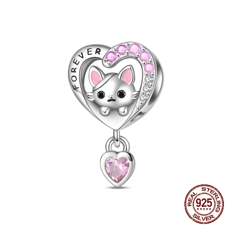 100% 925 Sterling Silver Lovely Pet Cat Paw Dog Warm Family Charms Beads Fit 3MM Original Bracelets DIY Jewelry Gift For Friends