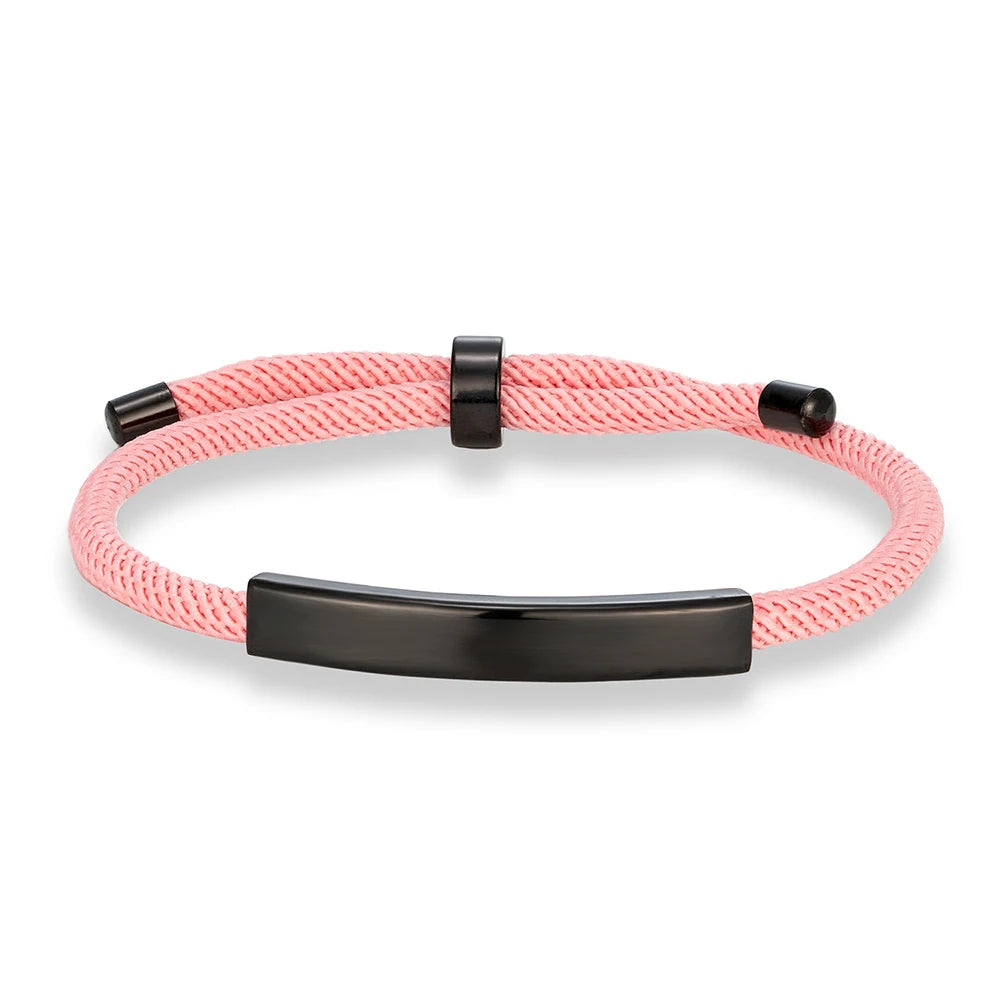 MKENDN Punk Custom Name Engrave Logo Id Bracelets Trendy Stainless Steal Rope Thread Bracelet Men Women Friendship Jewelry Gifts - Madeinsea©