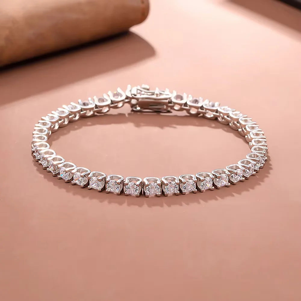 Serenity 3.5mm D Color Moissanite Tennis Bracelet for Women Men Gift S925 Sterling Silver Bracelet Plated 18K Hand Chain Jewelry - Madeinsea©