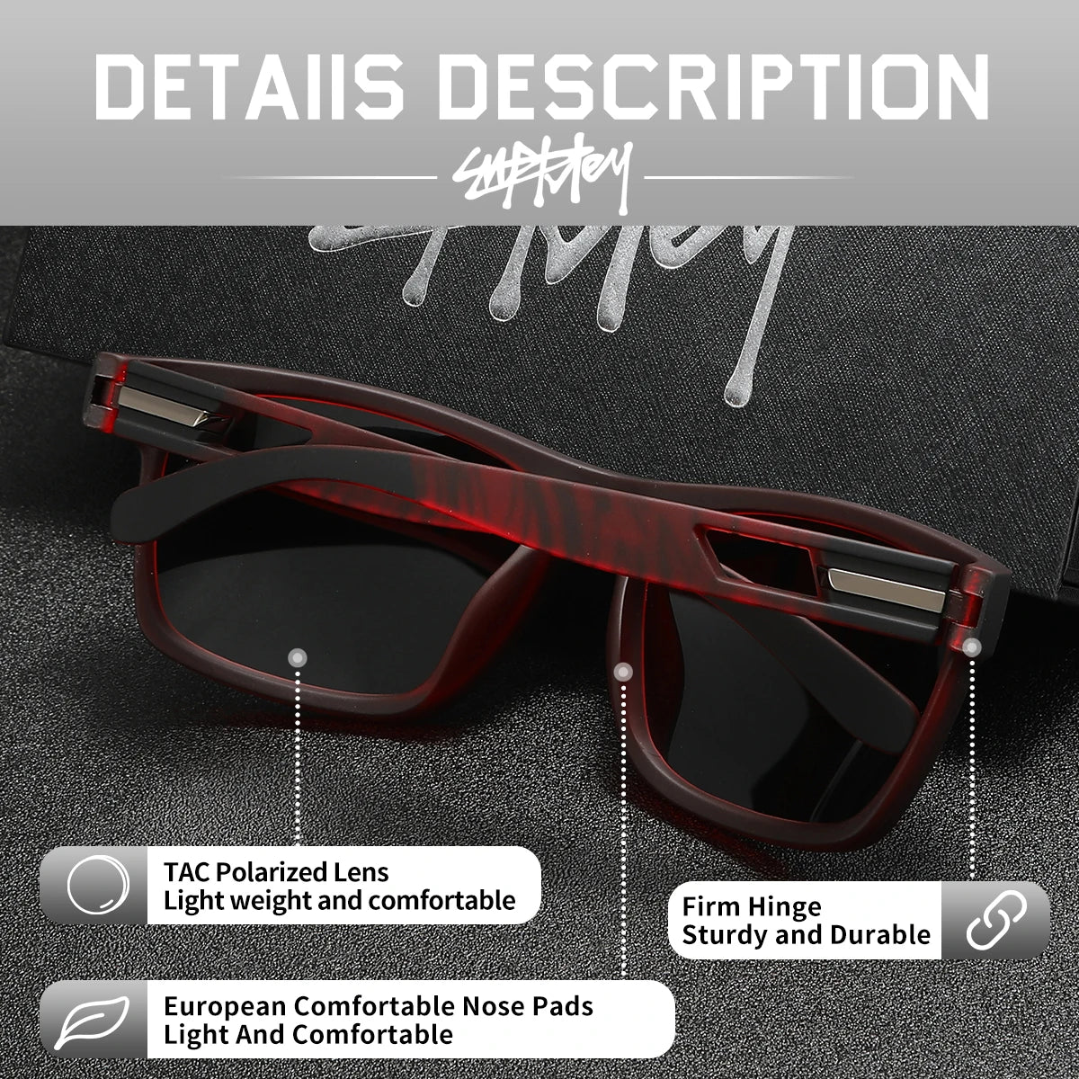 SUPKLEY Fashion Trend Women Polarized Sunglasses Self driving Tour Vacation Fishing Men Driving Brand Packaging Holiday Gift