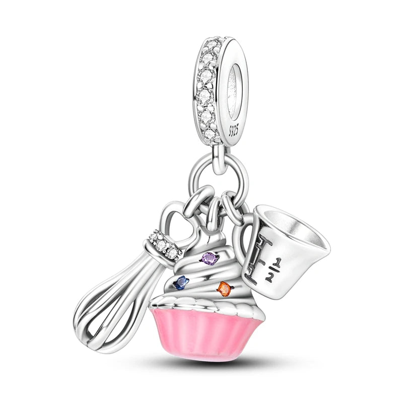 2024 Hot Sales 925 Sterling Silver Pink Charm Beads Pendent For Original Bracelets Charm Dangle Women Gril Jewelry Gifts