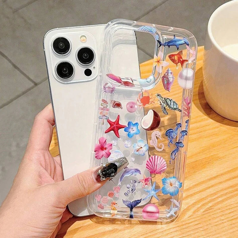 Case for Xiaomi Redmi 13 4G 13c 12c Note 12 11 13 ProPlus 5G 12s 11s 10s 9s 10 Pro Fashionable Colorful Marine Life Turtle Cover