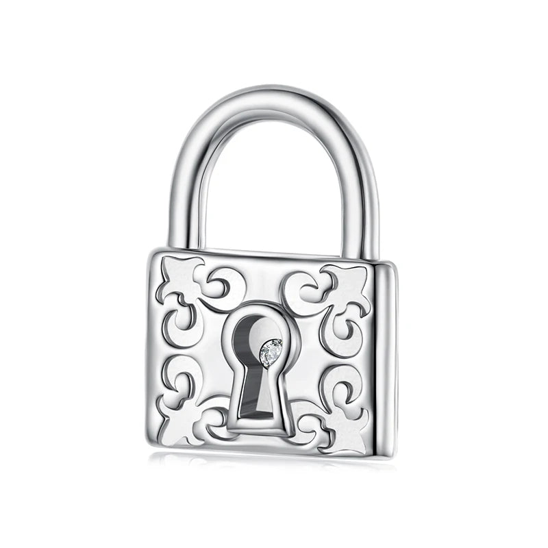 BAMOER Solid 925 Sterling Silver Lock and Key Charm Pendant fit Original Bracelet DIY Jewelry Accessories bamoer Beads