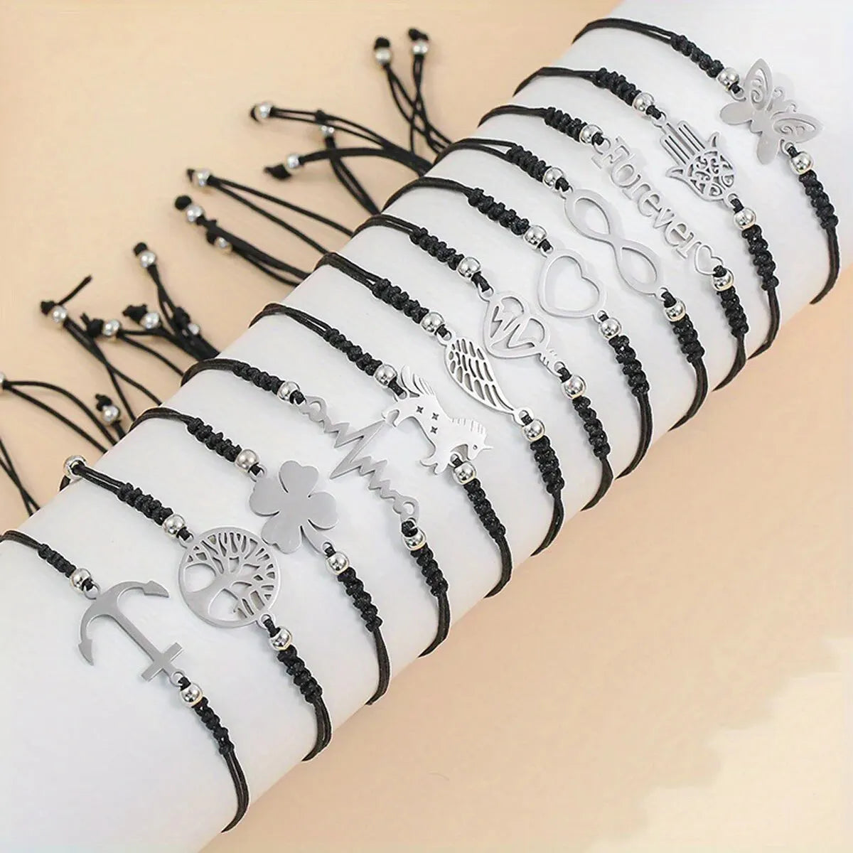 12pcs/set Stylish Stainless Steel Braided Charm Bracelet for Men - Perfect for Daily Wear and Gifting to Family and Friends