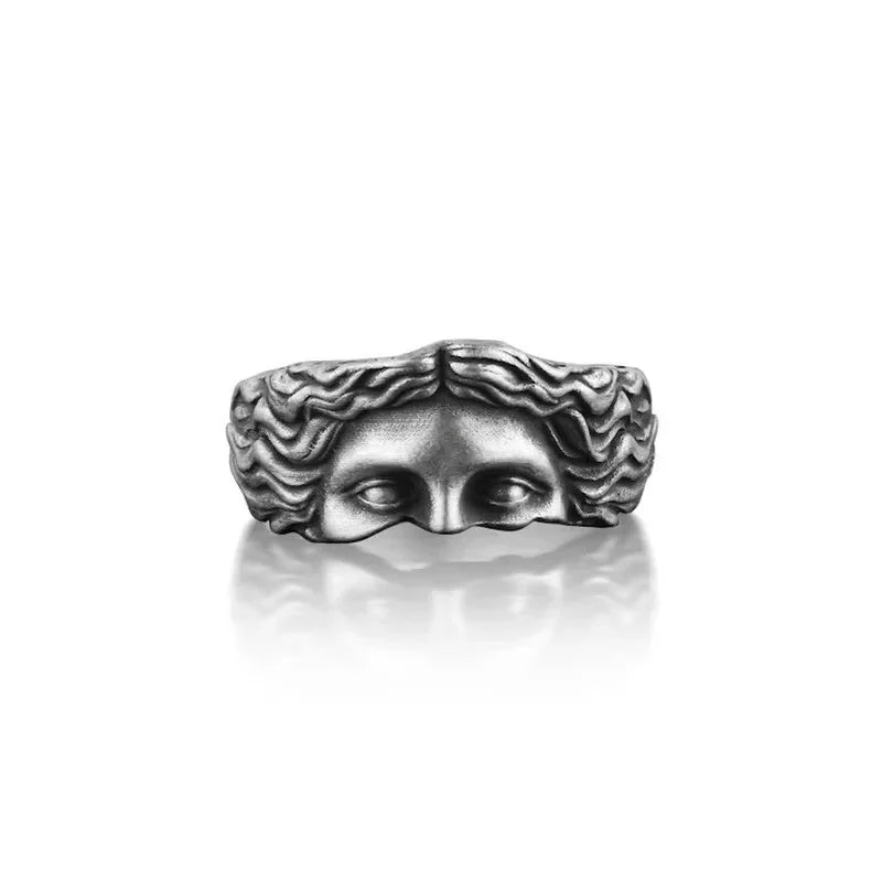 Creative Venus Mask Ring Vintage Thai Silver Relief Opening Adjustable Ring Confession Gift