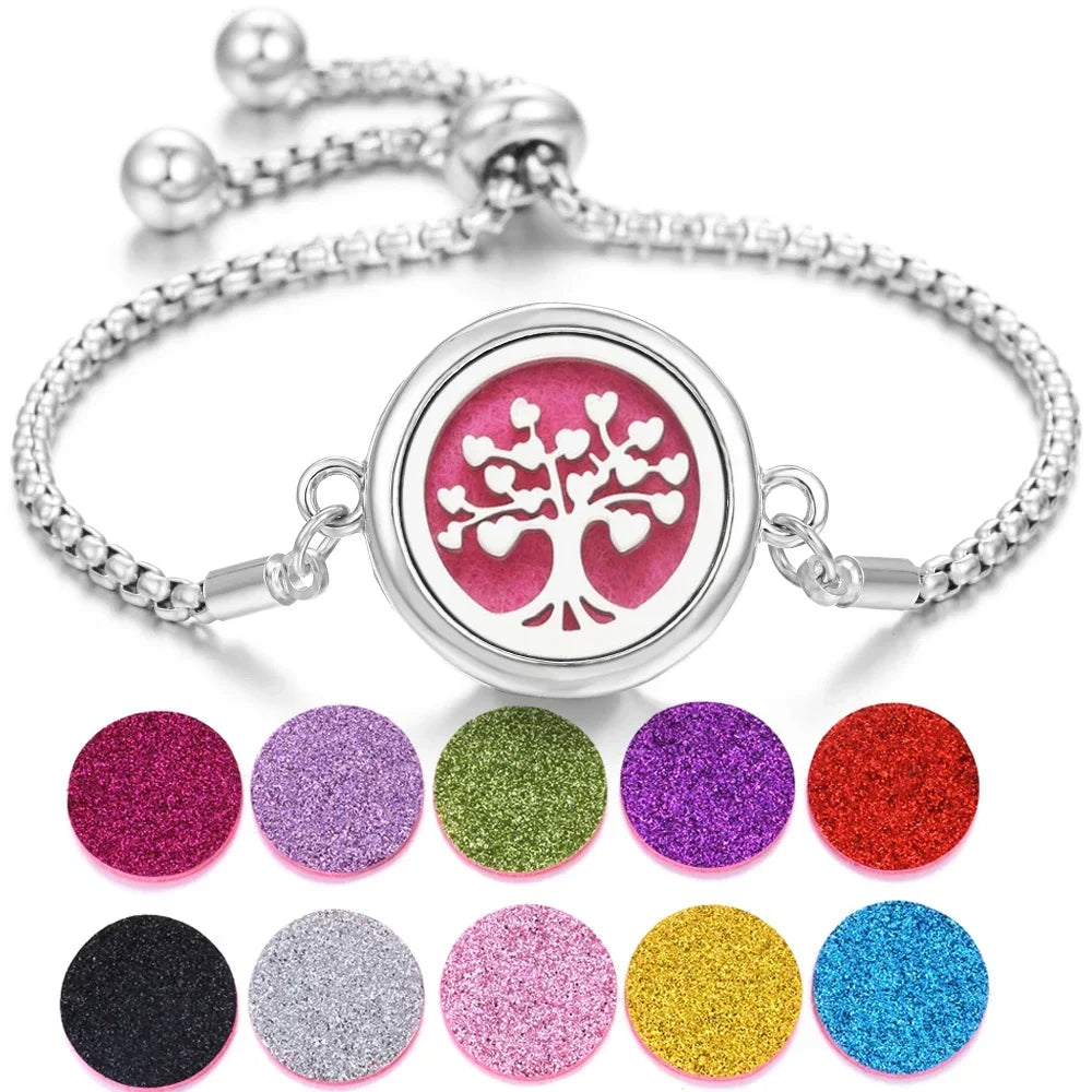 New Aromatherapy Diffuser Bracelet Essential Oil Diffuser Bracelet Alloy Stainless Steel Perfume Aroma Locket Bracelet for Women
