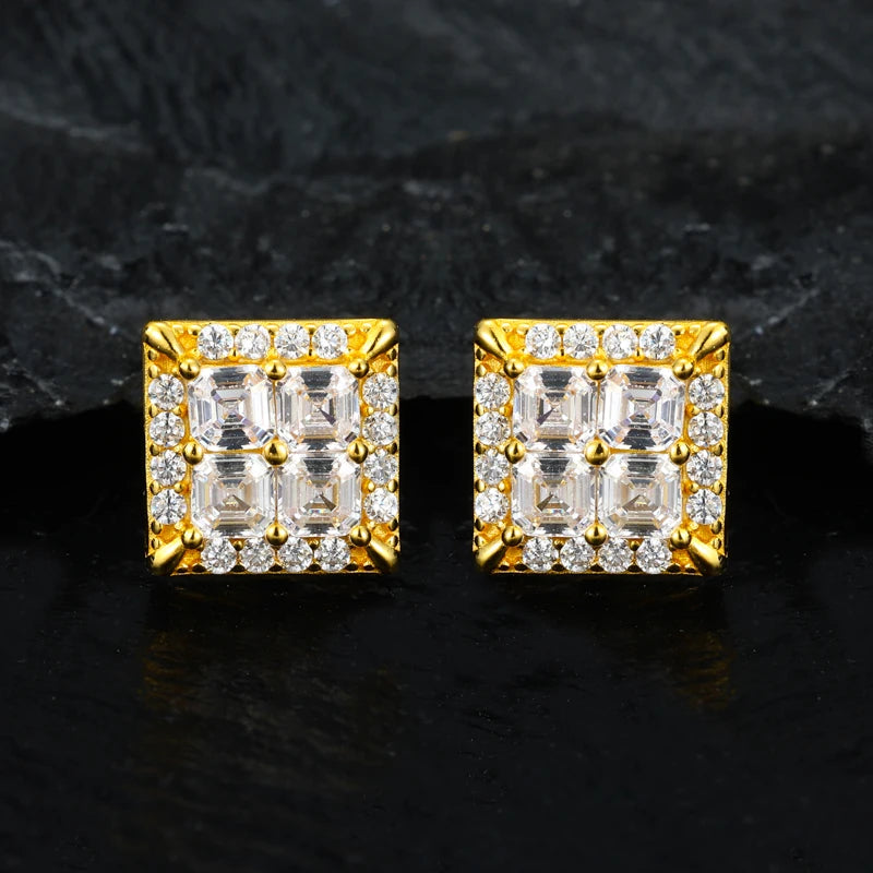 Orginal Silver 925 Stud Earrings for Men Women Luxury D Color Moissanite GRA Certified Push Back HipHop Wedding Jewelry Gifts