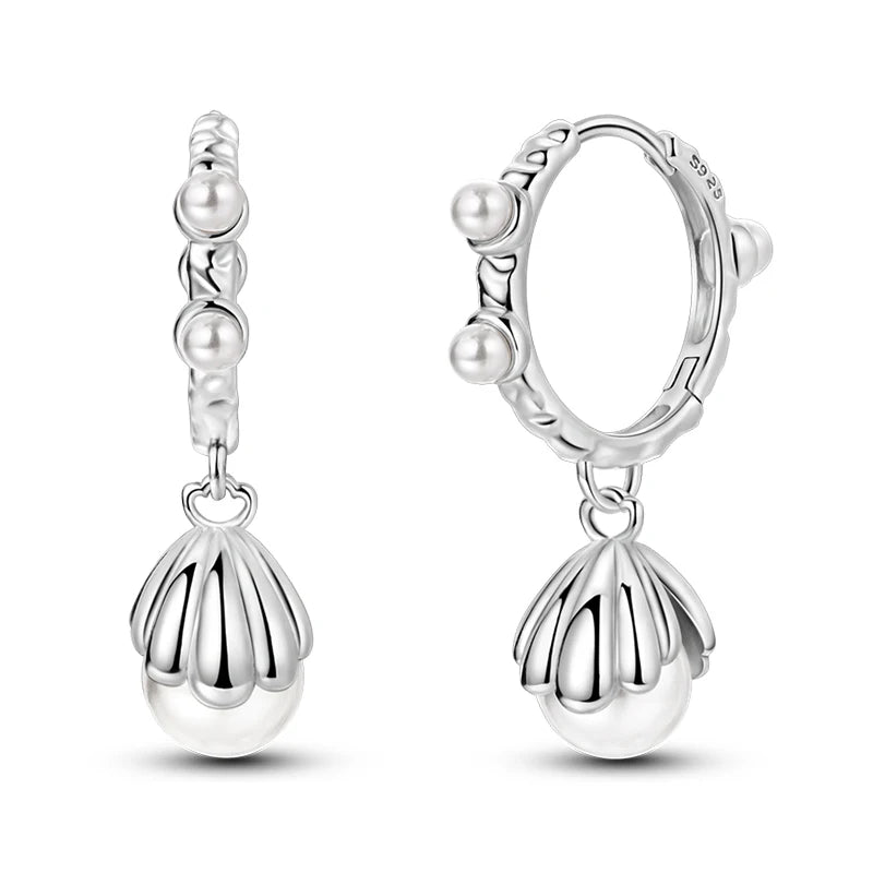 New Earring For Women 925 Silver Sparkling Butterfly Bear Pink Heart Princess Double Hoop Earrings Luxury Party Jewelry