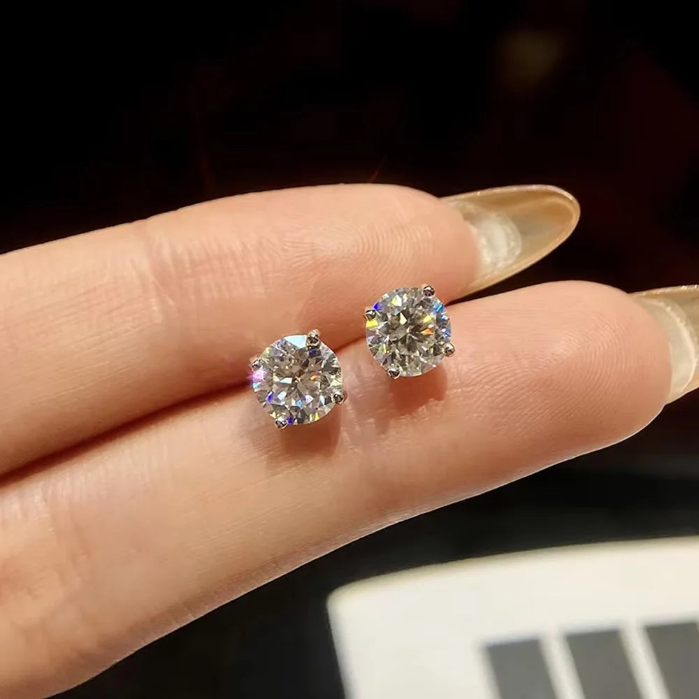 Serenity 0.2ct-3ct D Color Moissanite Earrings For Women Man S925 Sterling Silver Sparkling Stud Ear Plated Pt950 Fine Jewelry - Madeinsea©