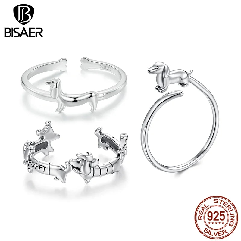 BISAER 925 Sterling Silver Bird Open Ring Animal Band Adjustable Size 5-8 for Women Party Original Design Fine Jewelry EFR714-E