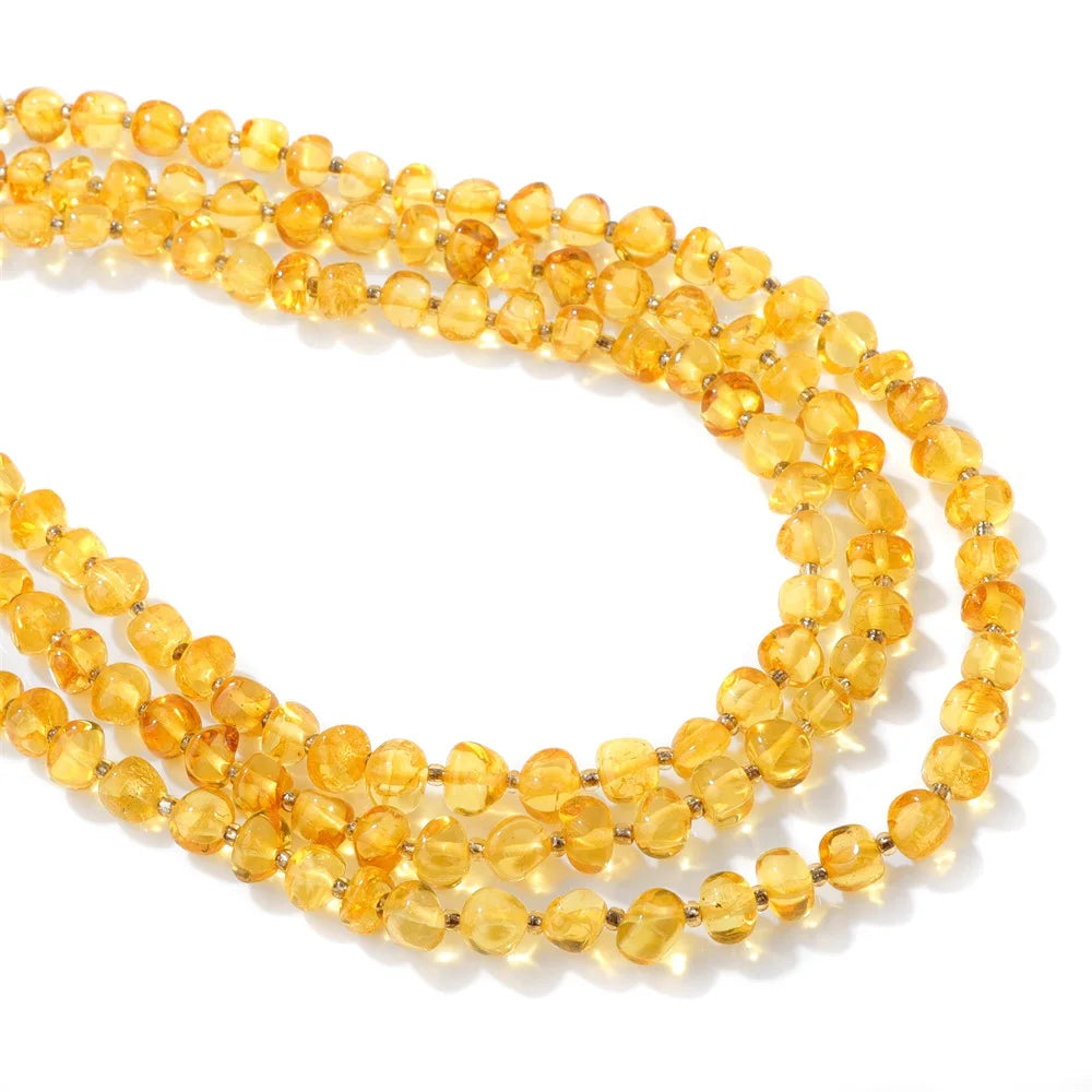 100% Natural Irregular Amber Stone Bead Round Oval Nugget Chips Raw Ambers Beads DIY Bracelet Necklace Jewelry Accessories