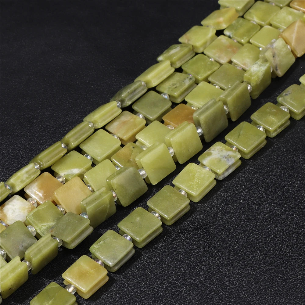 High Quality Gems Stone Bead Natural Cube Flat Square Loose Spacer Beads For Jewelry Making Bracelet Necklace DIY Crafts 10MM