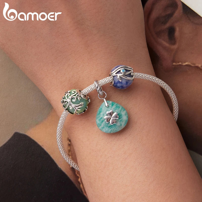 BAMOER Heilender lila Kristall Unendlichkeitsanhänger Sternenamazonit-Charm Auge des Horus Passend für Original-Armbänder DIY-Schmuckzubehör