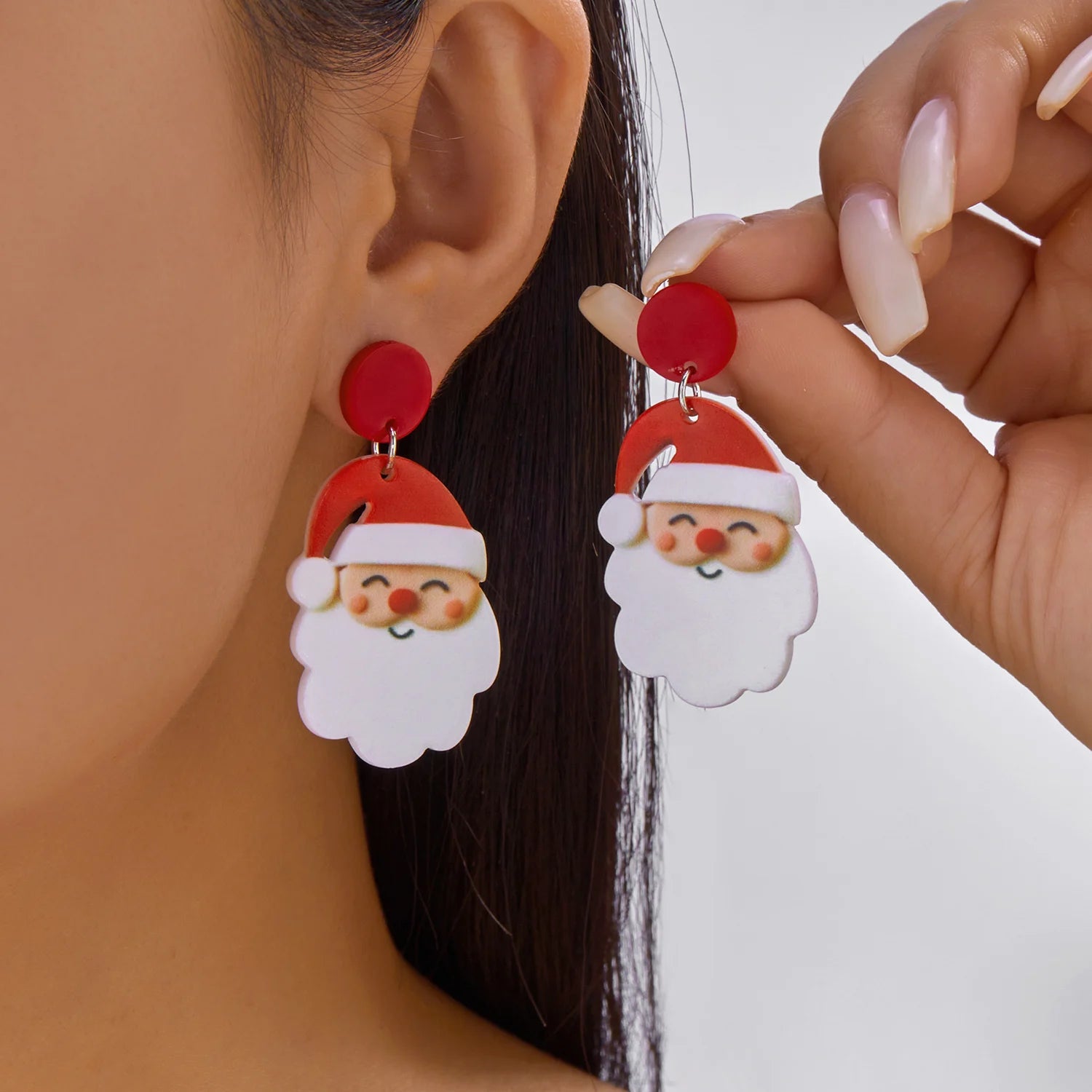 Boucles d'oreilles pendantes Père Noël mignonnes pour femmes, en acrylique, avec pendentif bonhomme de neige, élan et sapin de Noël, cadeau de Nouvel An pour filles