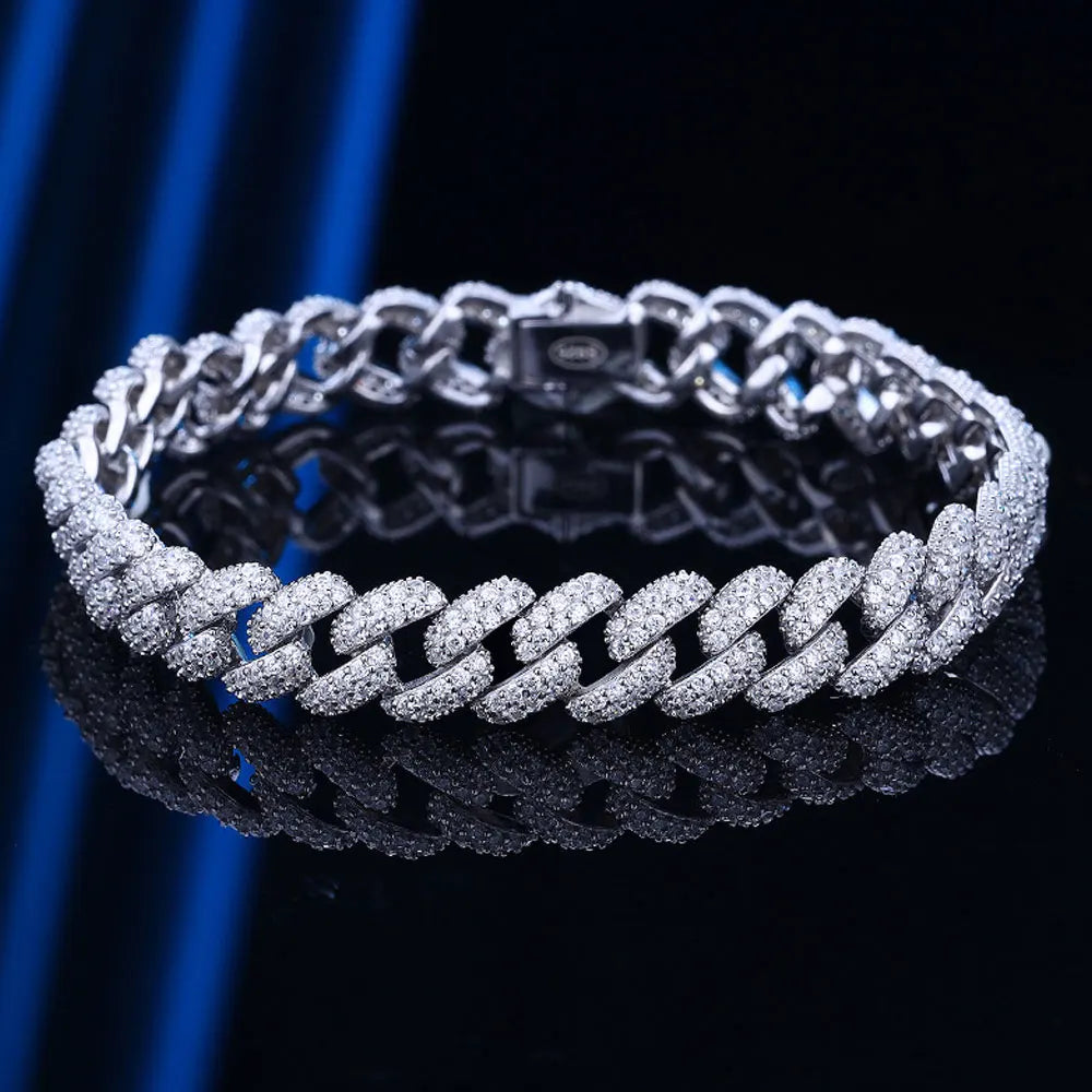 KNOBSPIN 8mm Cuban Bracelet 100% s925 Sterling Silver Plated 18k Lab Grow Zircon Diamond Tennis Bracelets for Women Man - Madeinsea©