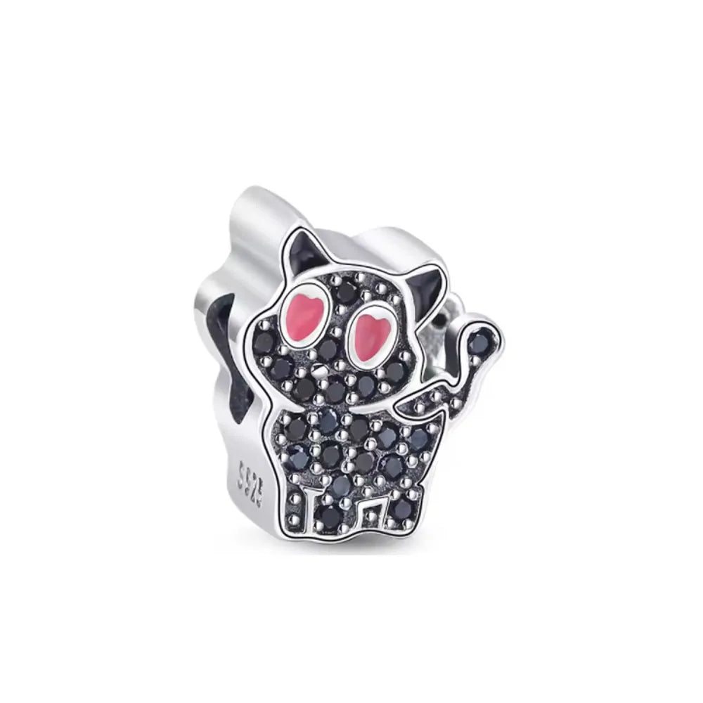 New European Style 925 Silver Black, Bagua, Watch Computer, Camera, Cat, Bead Pendant, Original Bracelet DIY Women's Jewelry