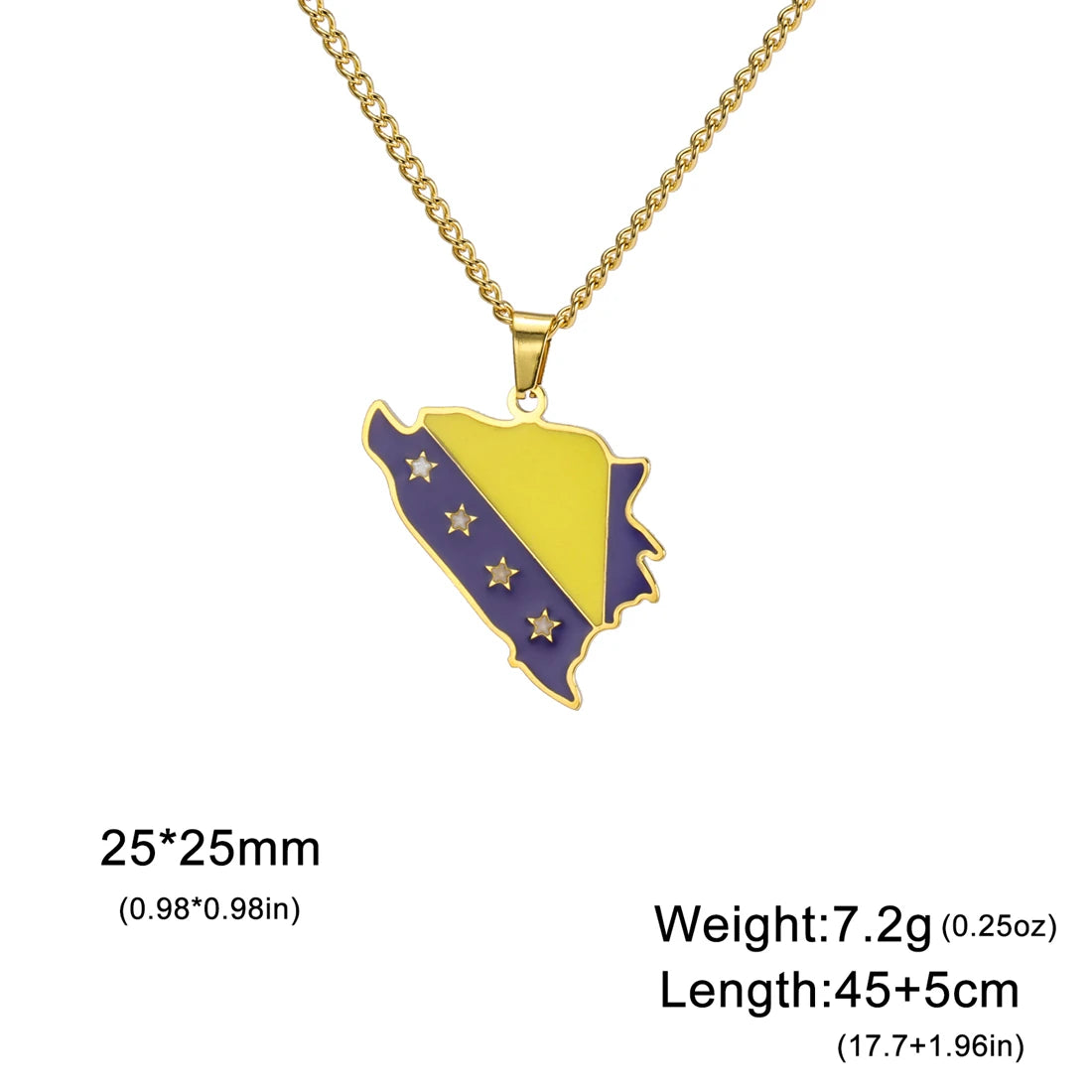 EUEAVAN European Country Map Necklace Stainless Steel Drip Oil Poland France Portugal Romania Ukraine Italy Germany Flag Jewelry