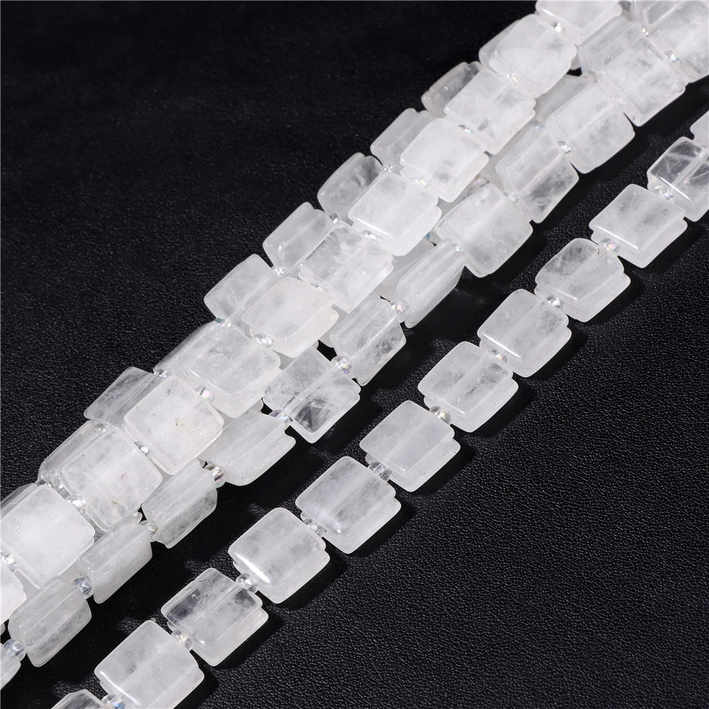 High Quality Gems Stone Bead Natural Cube Flat Square Loose Spacer Beads For Jewelry Making Bracelet Necklace DIY Crafts 10MM