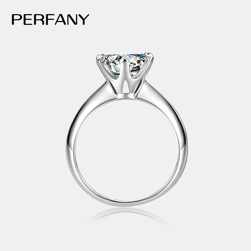 PERFANY 1-5CT Moissanite Ring for Women S925 Pure Silver Classic Six Claw Laboratory Diamond GRA Certified Ring Wedding Jewelry - Madeinsea©
