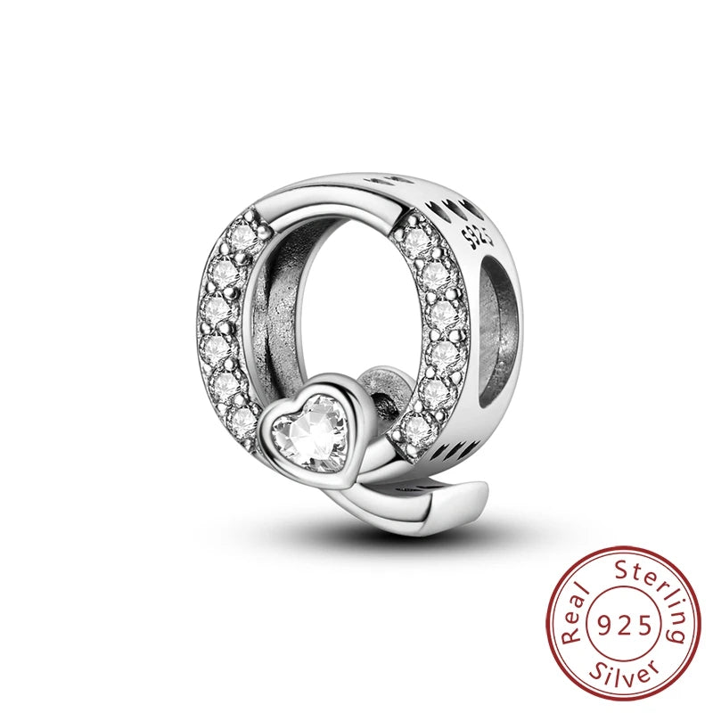 New 925 Sterling Silver Charm Beads 26 Letter Alphabet A-Z Charm Fit Original Charms Bracelet DIY Birthday Jewelry Gift Making