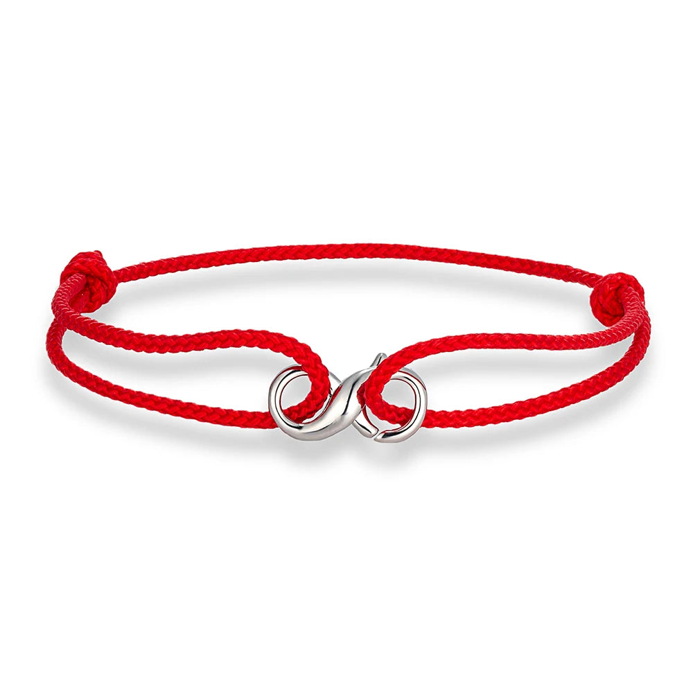 MKENDN Infinity Symbol Bracelet Lobster Clasp Mens Braided Thin Rope Bracelet With Carabiner Spring Clasp For Surfer Couple Gift