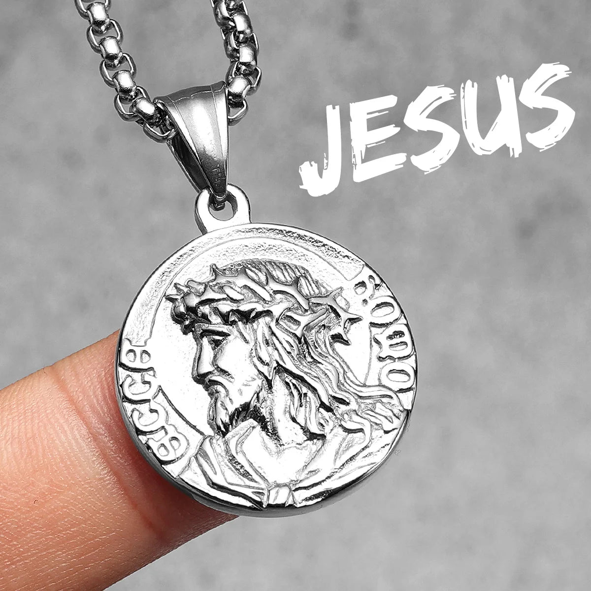 Pendentifs chrétiens Jésus Colliers en acier inoxydable 316L Hommes Puissant Amulette Chaîne Rock Punk Religion Bijoux Cadeau Dropshipping