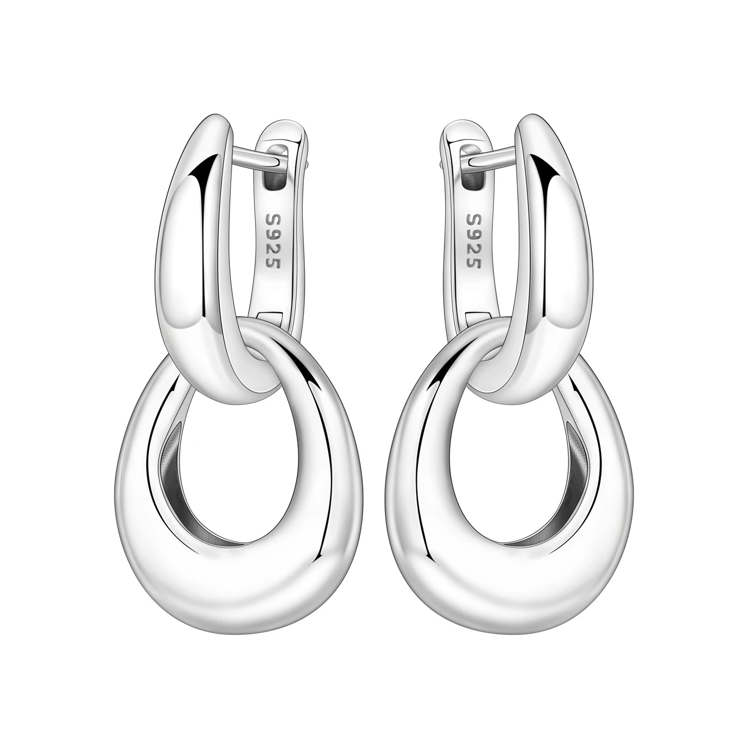PANPOKI 925 Sterling Silver Double Loop Minimalist Drop Earrings Women Earrings Charm Trend Versatile Party Jewelry Gifts