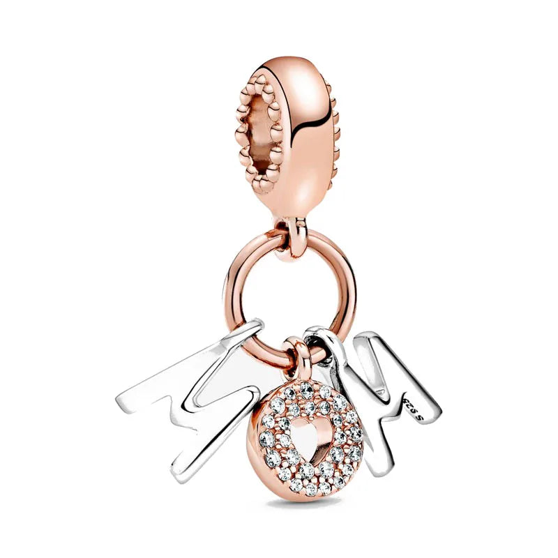 Hot Selling Rose Gold Series Leaf Bead Key Lock Pendant Suitable For European Original Bracelet DIY Exquisite Jewelry S925 Silve