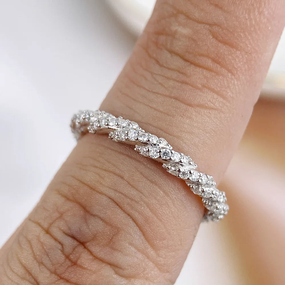 Serenity D Color Moissanite Row Rings for Women Gift 100% S925 Sterling Silver Plated 18K Sparkling Eternity Rings Fine Jewelry - Madeinsea©