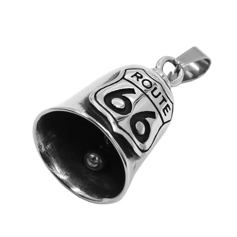 America Route 66 Bell Pendant Necklace Stainless Steel Historic Mother Road USA Highway Rider Biker Bell Christmas Gift SWP0647A