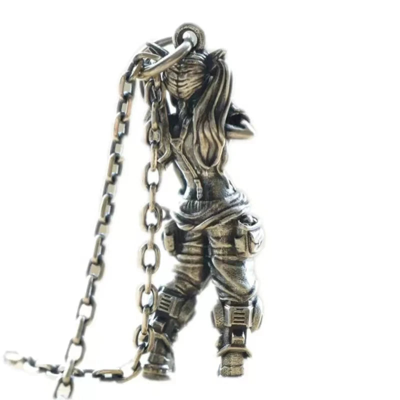Silver-Plated Anime Mecha Beautiful Girl Girl Pendant Necklace Men and Women Hip-Hop Rock Punk Trendy Jewelry Gift - Madeinsea©