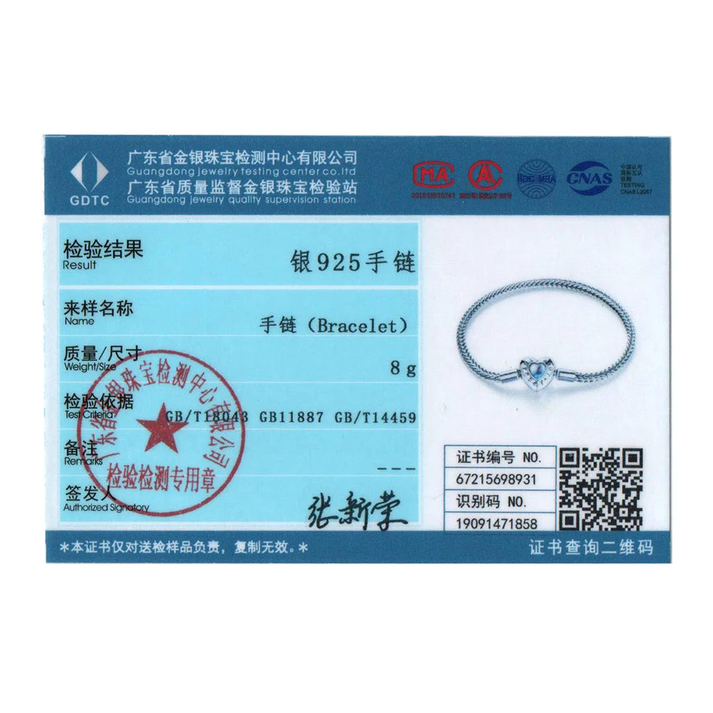 BAMOER Herzförmiges Charm- und Perlenarmband 925 Sterling Silber Schlangenkette Grundlegendes Armband für Frauen Mondsteinschmuck 17CM 19CM