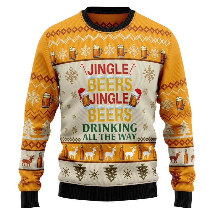 2025 Beer Graphic Sweatshirts Santa Claus Bar Party 3D Printed Ugly Christmas Sweater Unisex Pullovers Streetwear Sweatshirt