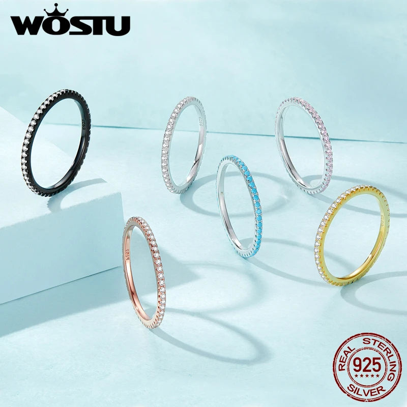 Genuine 100% 925 Sterling Silver Simple Geometric Round Single Stackable Finger Rings