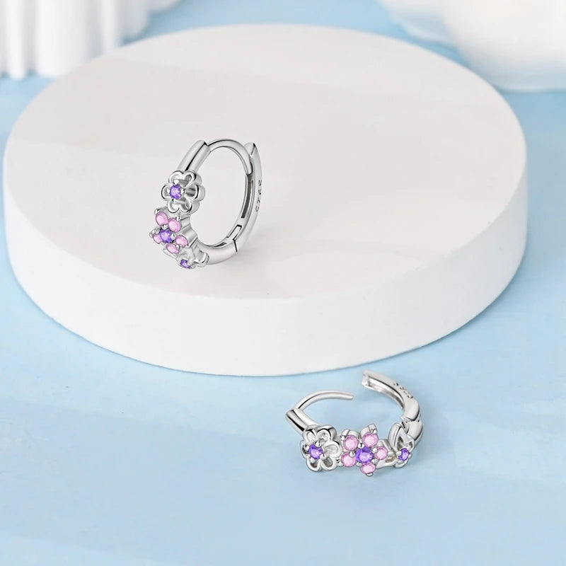 Simple Original 100% 925 Sterling Silver Sparkling Zircon Butterfly Liquid Metal Double Hoop Earrings For Women Wedding Jewelry