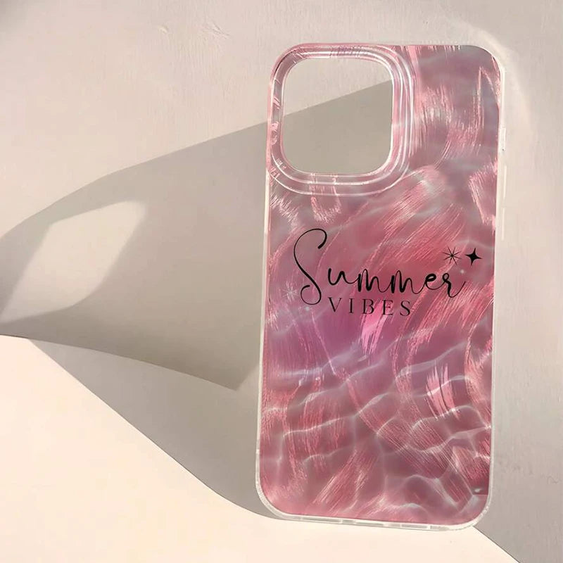 Summer Fresh Pink Water Wave Printed Case for Samsung Galaxy A56 A36 A16 A55 A35 A54 A34 A53 S25 Ultra S24 S23 S22 Plus FE Cover