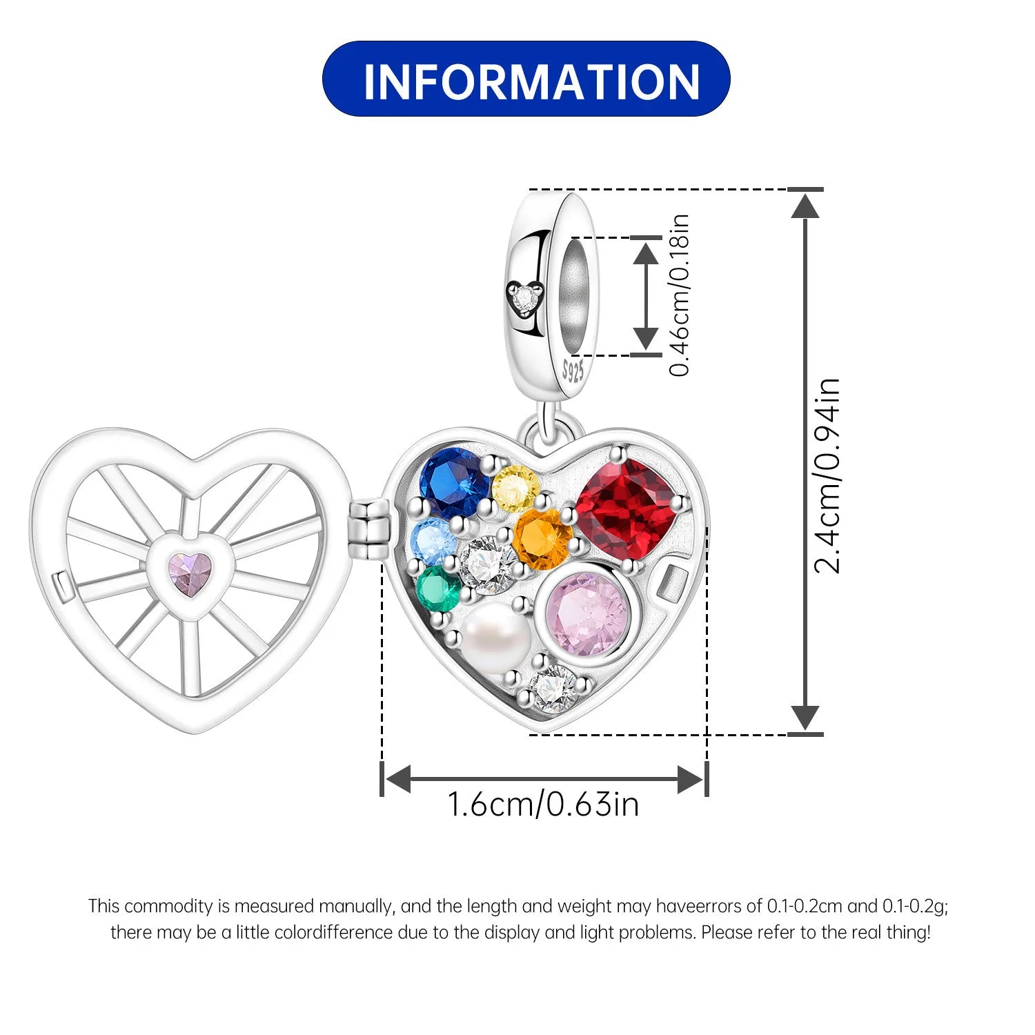 PANPOKI 925 Sterling Silver Heart Shaped Treasure Box Beads Original Pendants Bracelet Charm Jewelry Party DIY Trendy Gifts