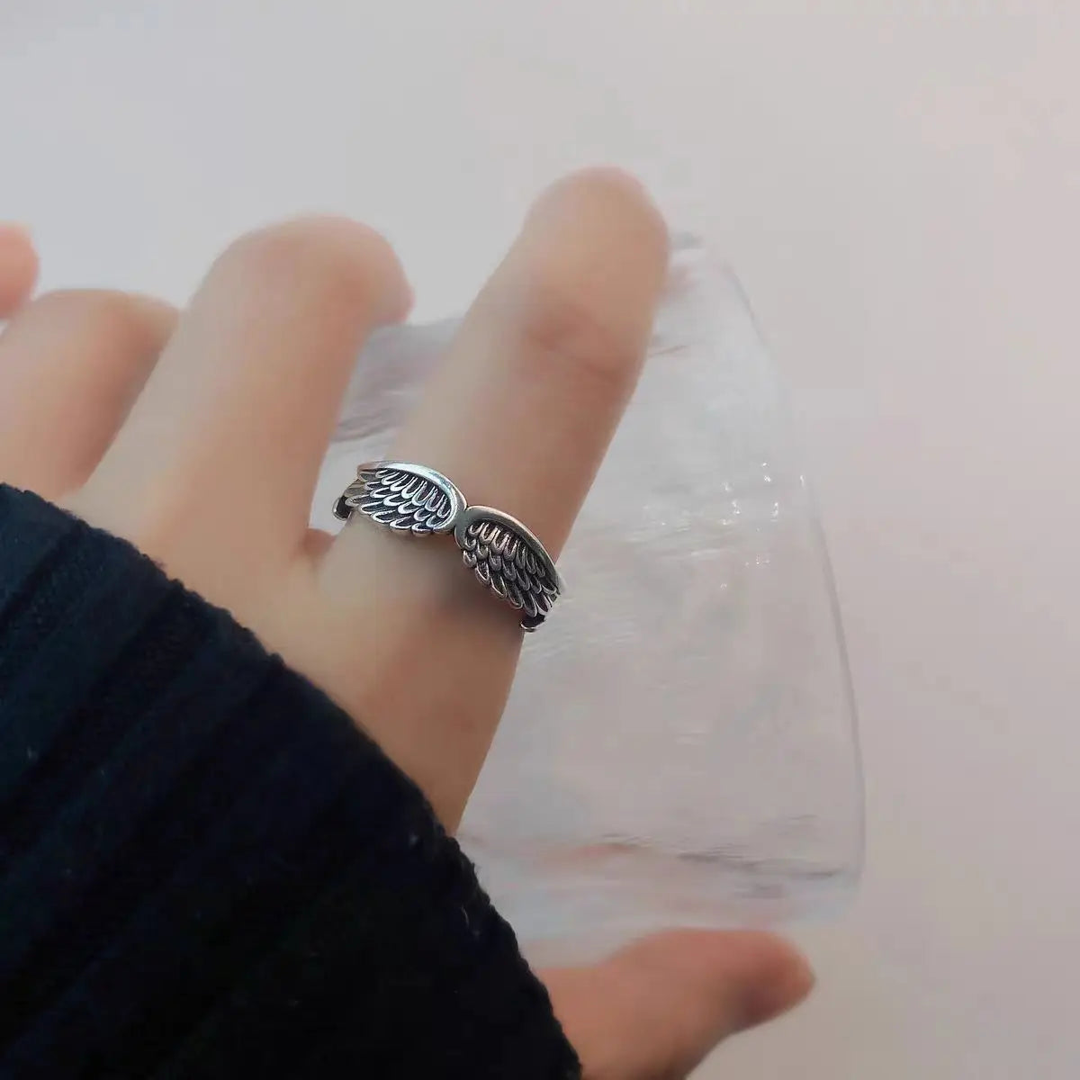 Retro Angel Wings Creative Ring For Women Men Silver Color Punk Gothic Open Ring Handmade Jewelry Unisex Accessories Lovers Gift