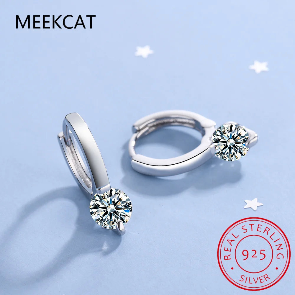 Solitaire 1ct D Moissanite Earrings for Women 2023 Diamond 925 Sterling Silver Hoop Earrings Drop Earrings Girls 14k Gold Plated