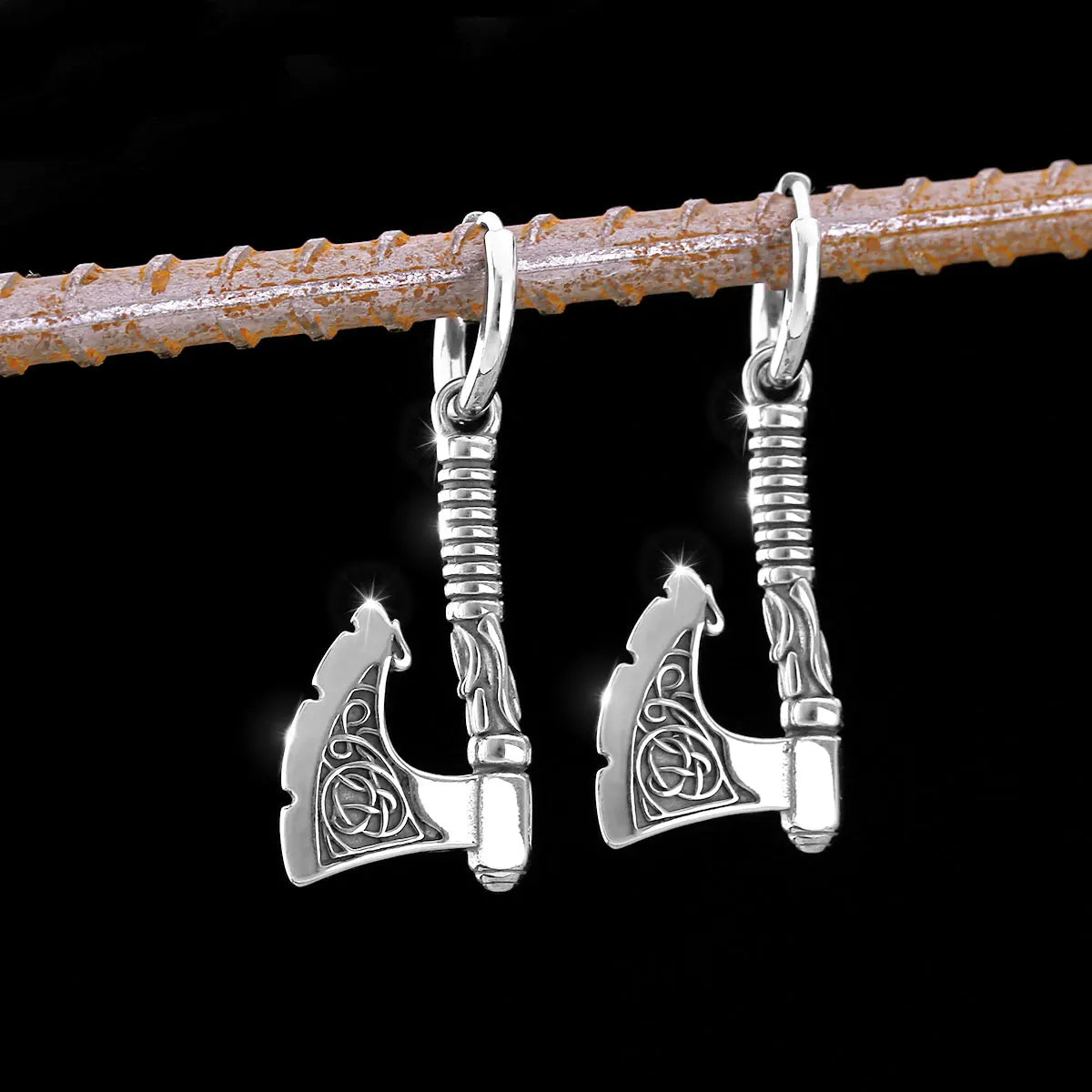 Vintage Viking Axe Stainless Steel Earrings