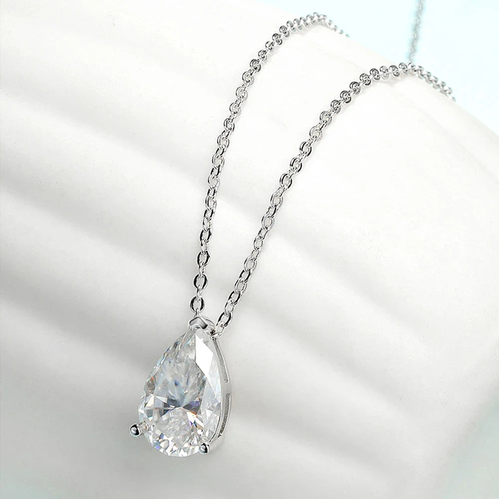 Serenty 1-4ct Pear Cut D VVS1 Moissanite Necklace for Women Gift Pure S925 Sterling Silver Water Drop Pendant NecK Chain Jewelry - Madeinsea©