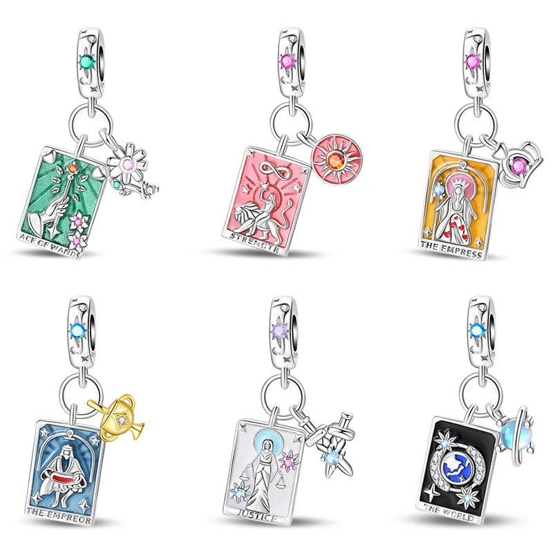New 925 Silver Queen Scepter Treasured Sword Magic Tarot Charms Beads Fit 3mm 925 Original Bracelets DIY Birthday Jewelry