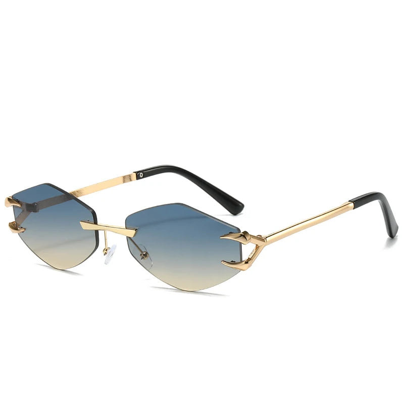 2025 metall Kleine Rahmen Polygonal frauen Sonnenbrille Mode Randlose Rhombus Sonnenbrille Für Weiblich Männlich Sommer Reisen Brillen