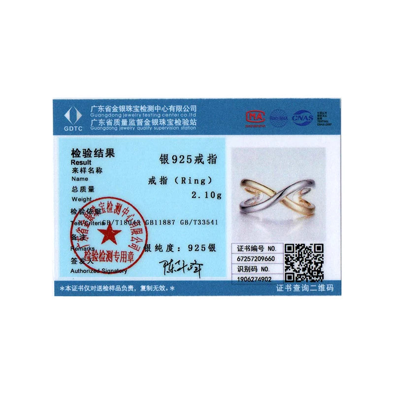 BISAER 925 Sterling Silver Two-tones Cross X Open Ring Minimalist Stackable Eternity Band Plated Gold for Women Fine Jewelry